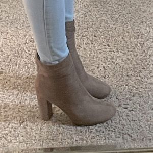 Forever brand shows from bliss shoe store. taupe color ankle booties